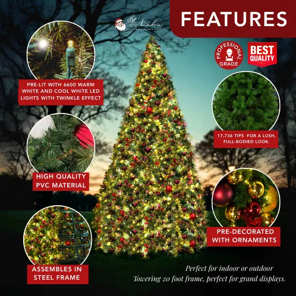 Decorated Christmas tree with features highlighted