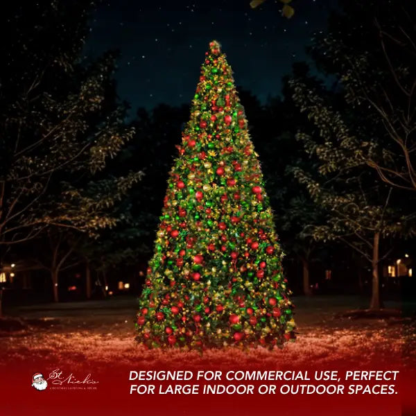 20FT Giant Artificial Pre decorated Red/Green/Gold Ornaments with Warm/Cool White 5MM Twinkle Frame Trees