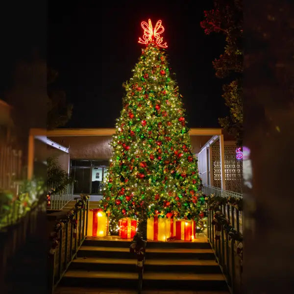 20FT Giant Artificial Pre decorated Red/Green/Gold Ornaments with Warm/Cool White 5MM Twinkle Frame Trees