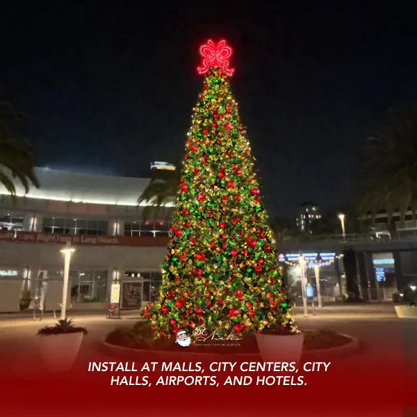 20FT Giant Artificial Pre decorated Red/Green/Gold Ornaments with Warm/Cool White 5MM Twinkle Frame Trees