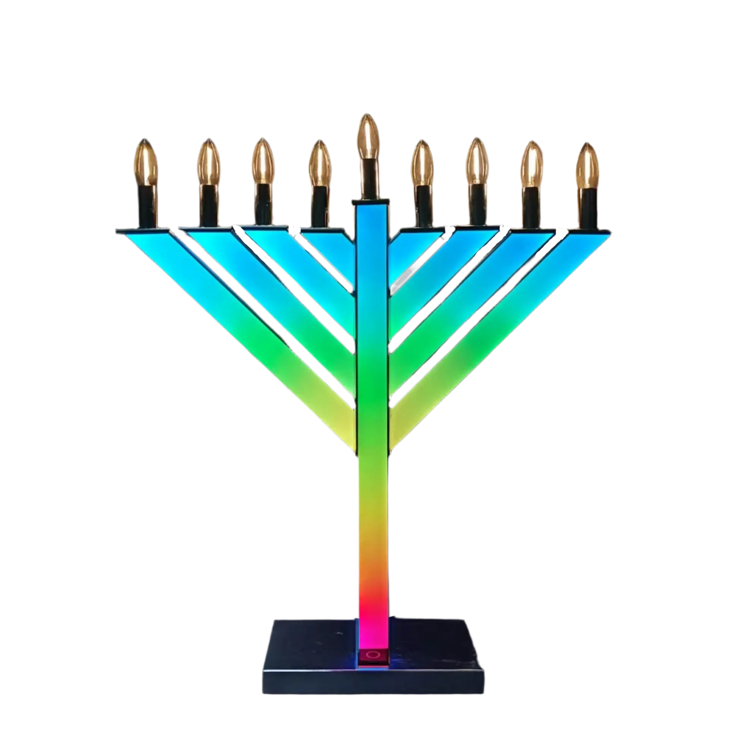 Colorful Menorah with rainbow gradient