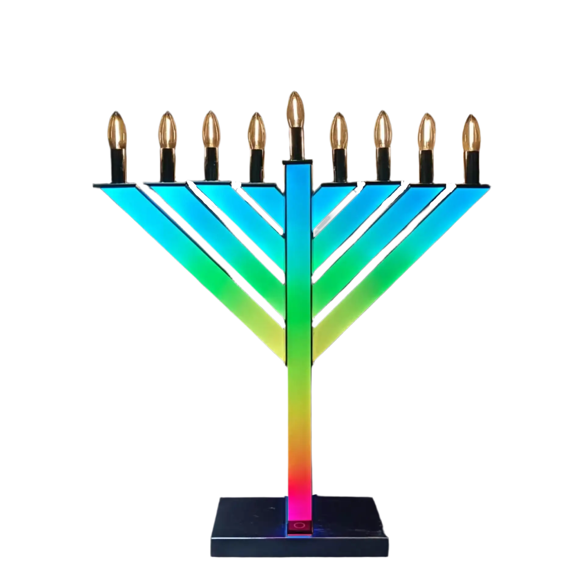 Colorful Menorah with rainbow gradient