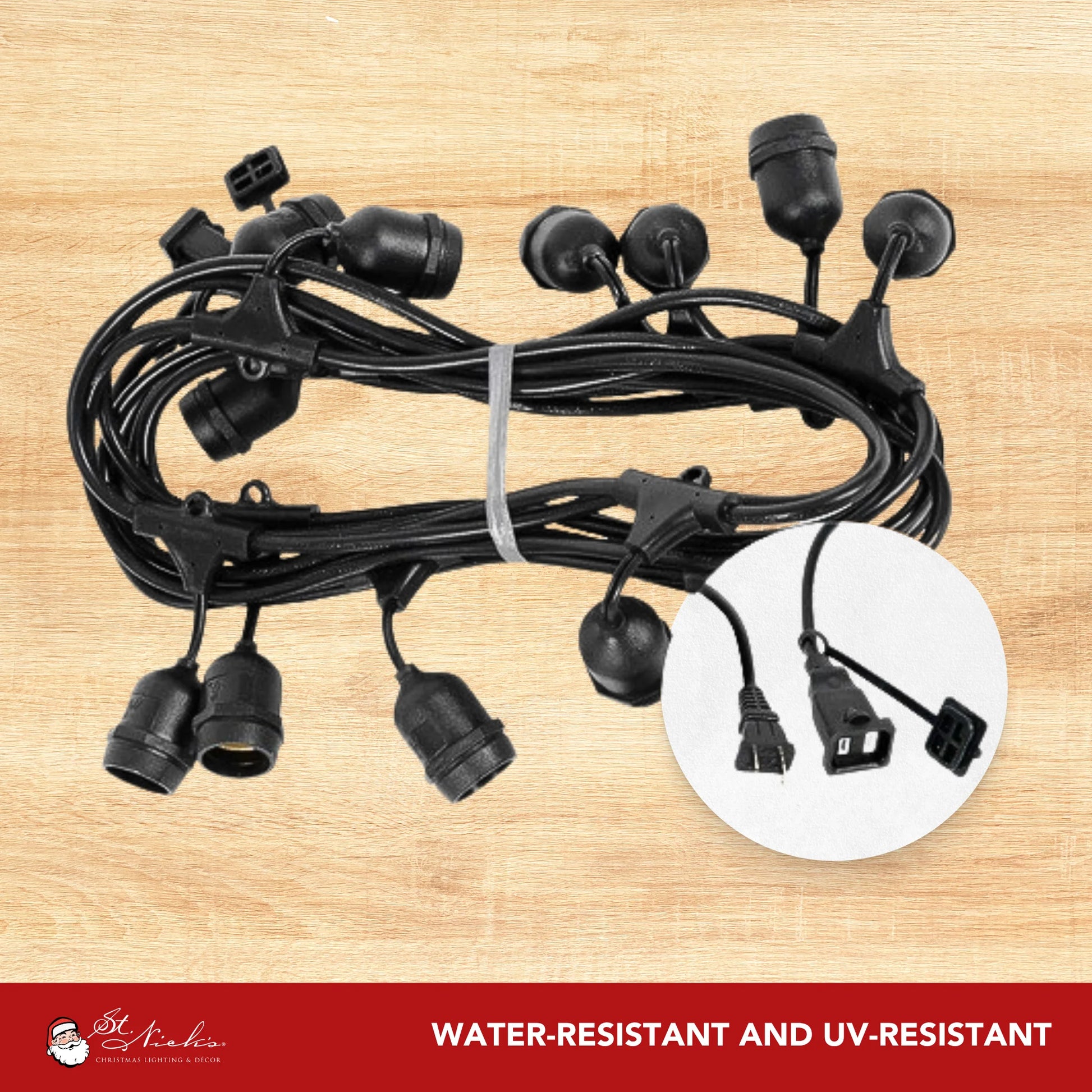 250FT-E26-Festoon-Light-Stringer-with-4-Drop-24-Spacing-Black-Wire-No-Bulbs-6