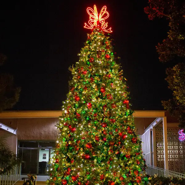 26ft Giant Christmas Tree Warm White 5MM Twinkle and Red-Green-Gold-Ornaments