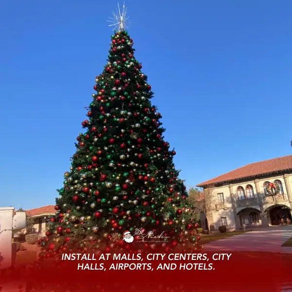 26ft Giant Christmas Tree Warm White 5MM Twinkle and Red-Green-Gold-Ornaments