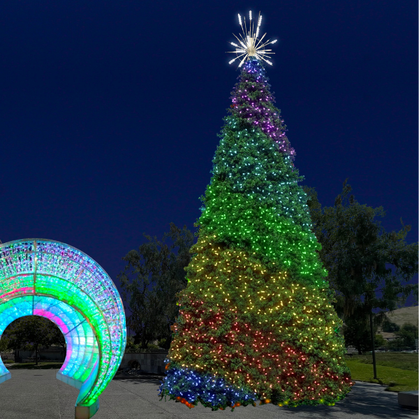 20FT RGB Panel Tree with 3,200 Minleon Bullet Pixel Lights - WiFi Controlled