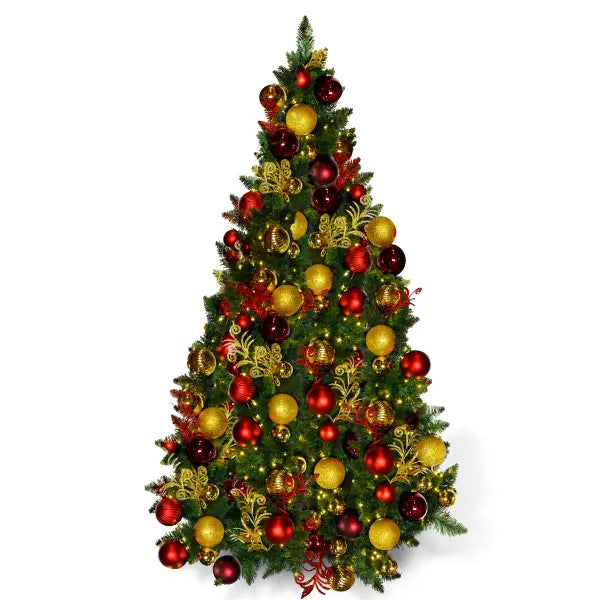 7.5FT-Pre-Decorated-Christmas-Tree-Red-Gold-Burgundy-1