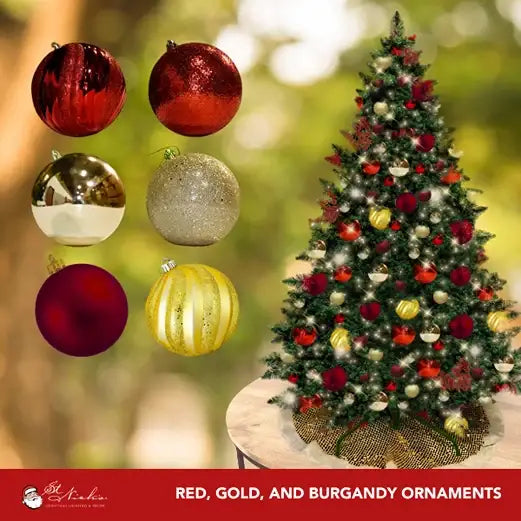 7.5FT-Pre-Decorated-Christmas-Tree-Red-Gold-Burgundy-5