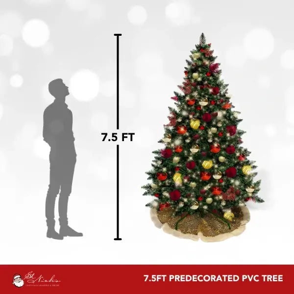 7.5FT-Pre-Decorated-Christmas-Tree-Red-Gold-Burgundy-2