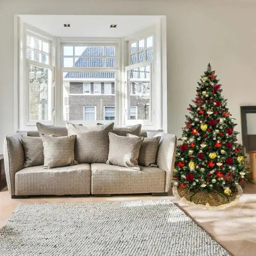 7.5FT-Pre-Decorated-Christmas-Tree-Red-Gold-Burgundy-8