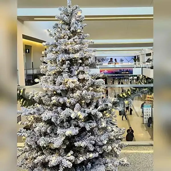 7.5FT-White-Flocked-PVC-Christmas-Tree-5MM-LED-Warm-White-Lights-6