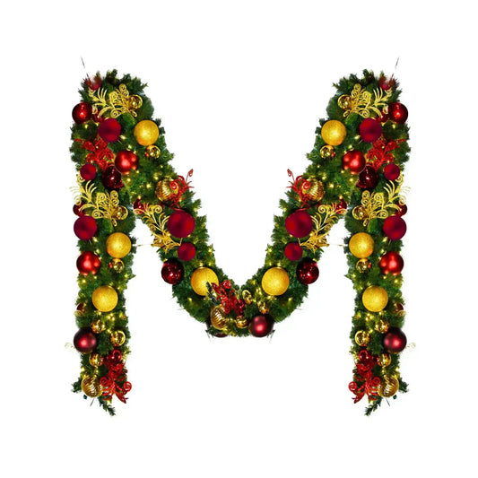 Decorative Christmas garland with ornaments
