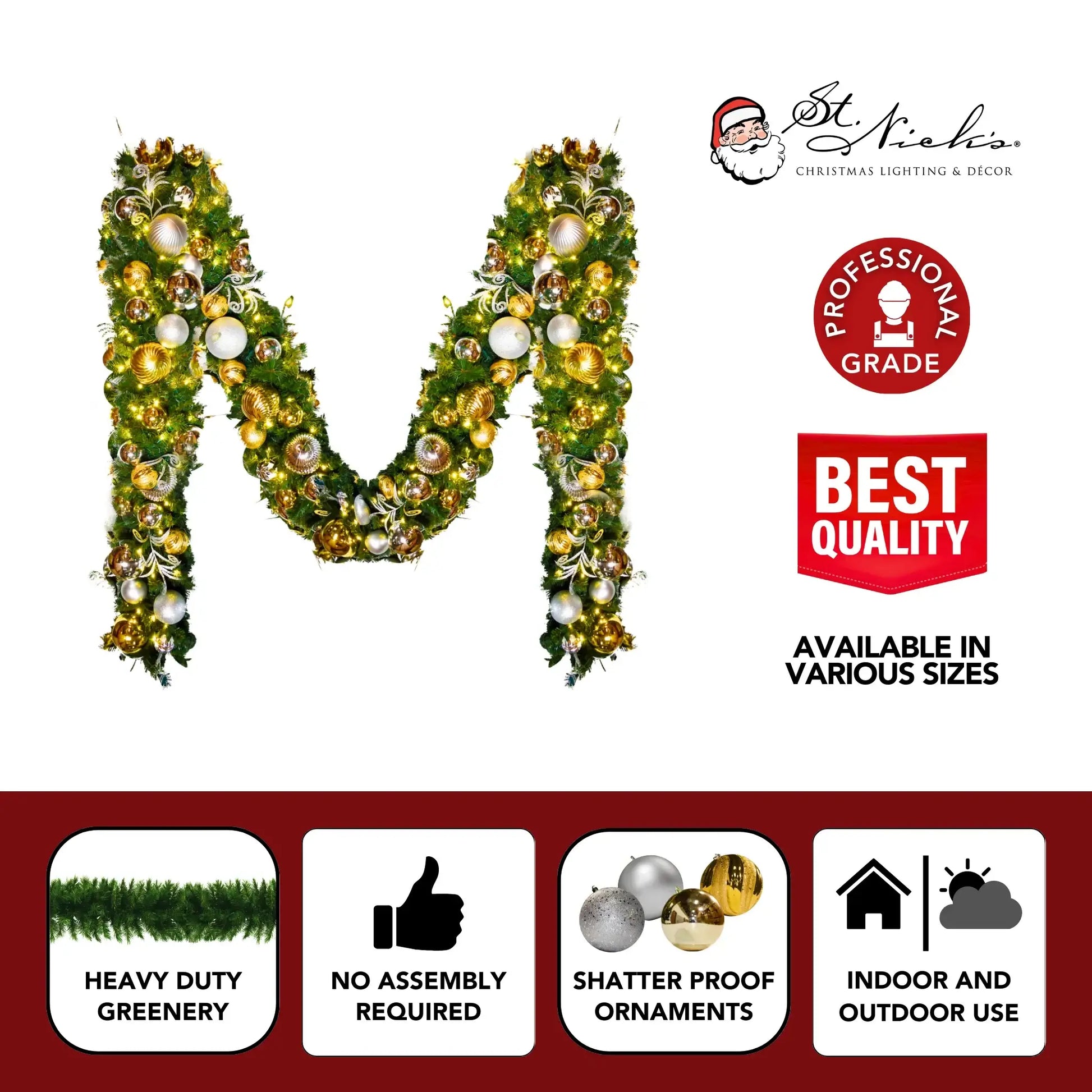 9x14-Pre-Decorated-Garland-with-Warm-White-Lights-Gold-Silver-4