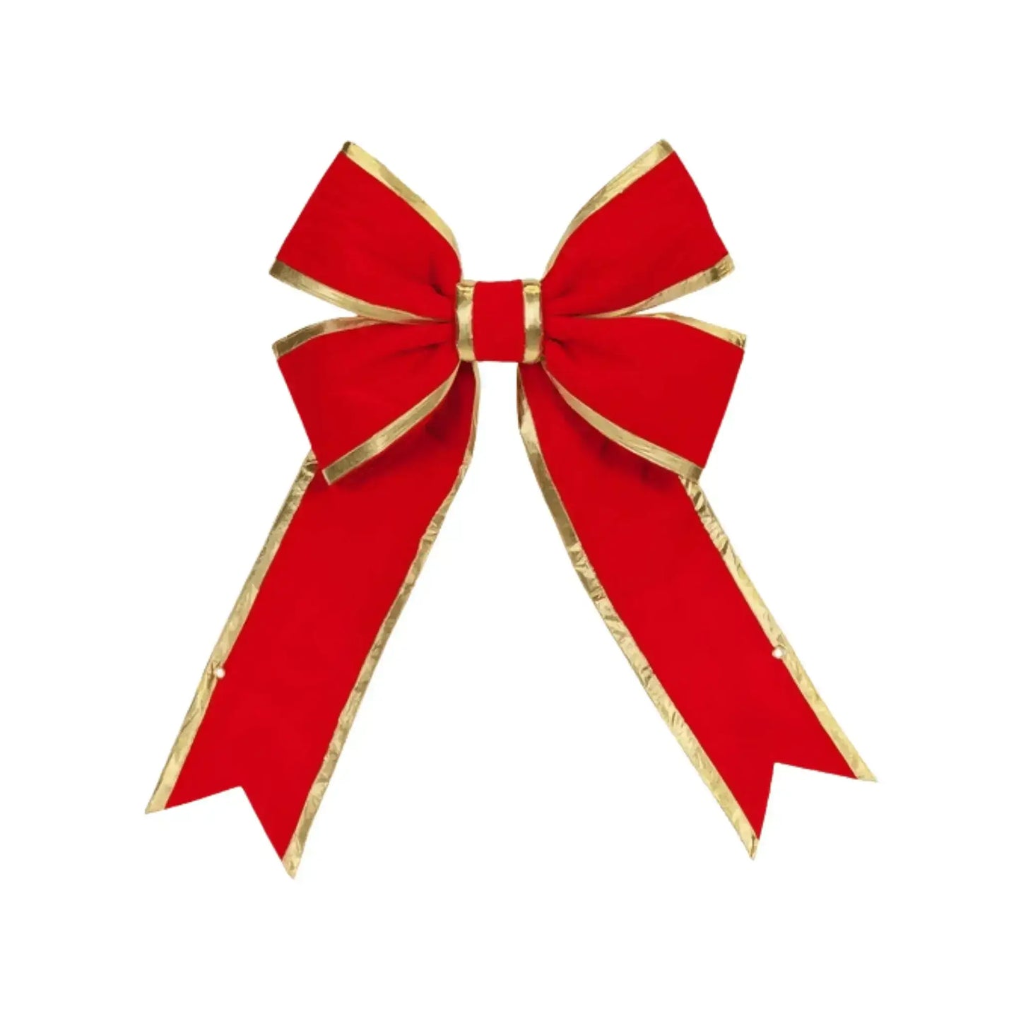 Red bow with gold trim on a white background