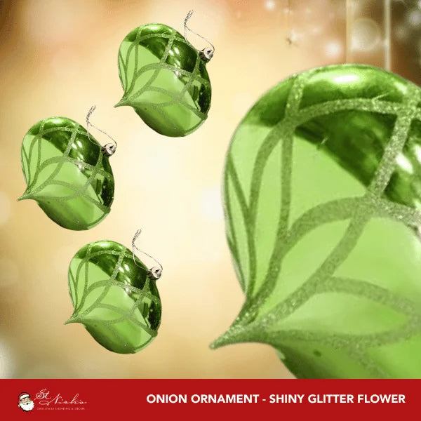 Moss-Green-Shiny-with-Glitter-Flower-Onion-150MM-3