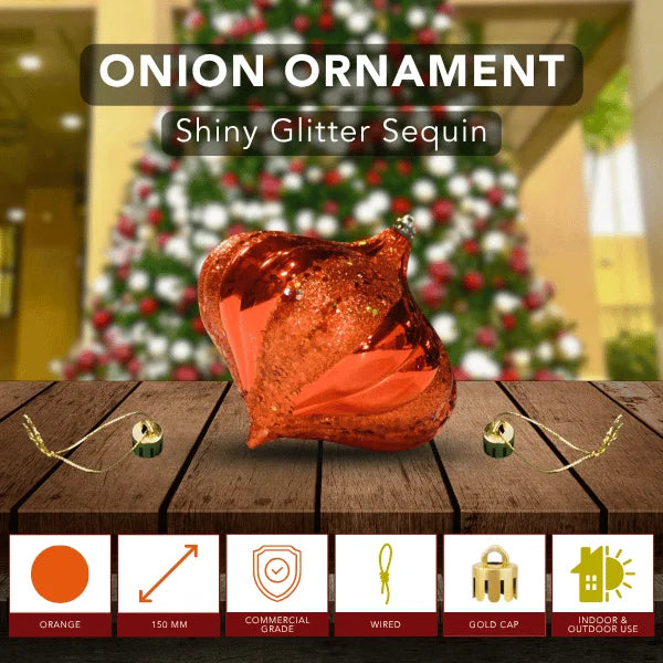 Orange-Ornament-Shiny-with-Glitter-Sequin-Onion-150MM-6