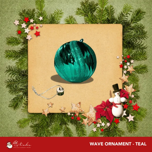 Teal-Ornament-Wave-Shiny-with-Glitter-Sequin-150MM-2