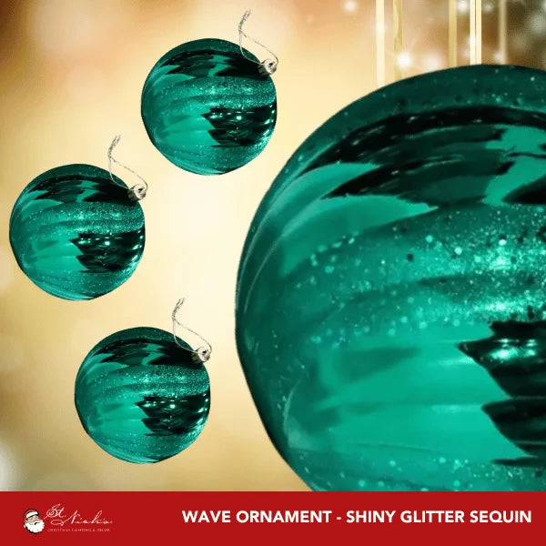 Teal-Ornament-Wave-Shiny-with-Glitter-Sequin-150MM-3