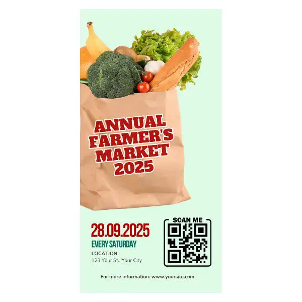Promotional poster for the Annual Farmer's Market 2025