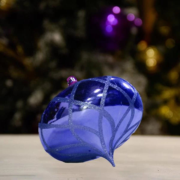 blue-shiny-with-glitter-flower-onion-tree-decor-ornament-150mm