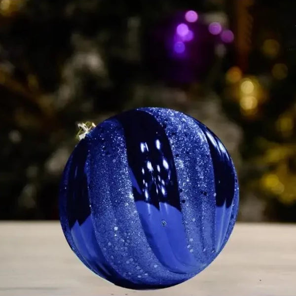 Blue Wave Shiny with Glitter Sequin - 150MM - Ball - Ornament