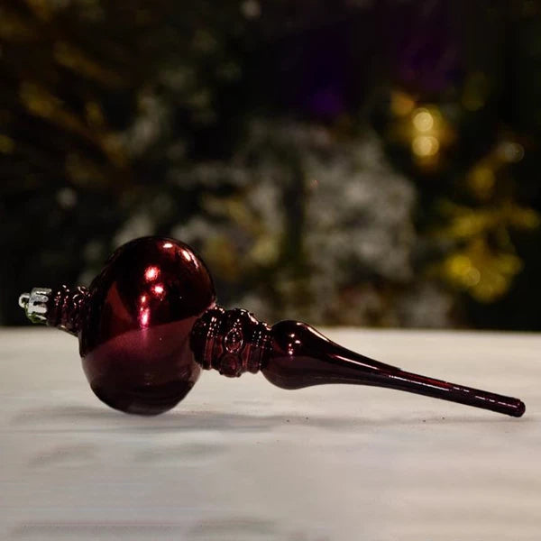 burgundy-shiny-classic-finial-decor-ornament-150mm