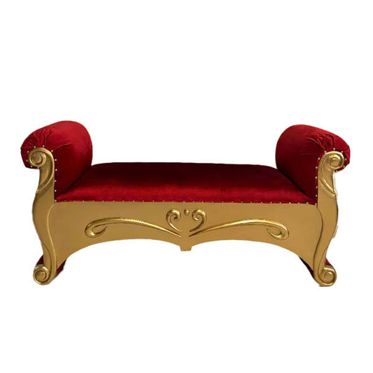 Carol Royal Holiday Bench - Red / Gold - Velvet
