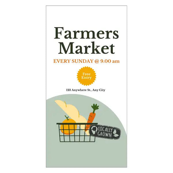 Promotional flyer for a farmers market