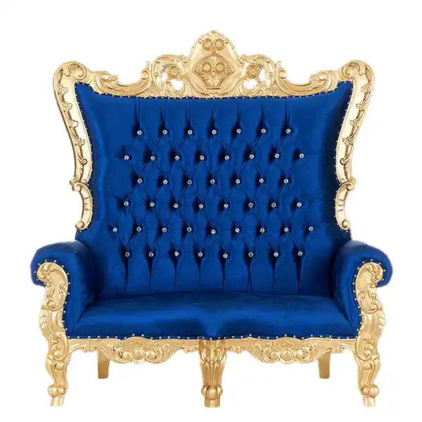 king-caroleous-royal-love-seat-blue-gold-velvet-santa-throne