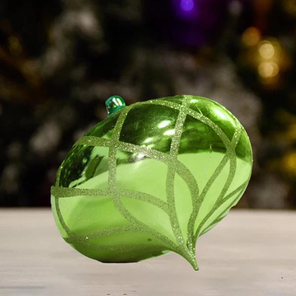 moss-green-shiny-with-glitter-flower-onion-decor-ornament-150mm