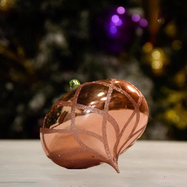 rosegold-shiny-with-glitter-flower-onion-christmas-tree-decor-ornament-150mm