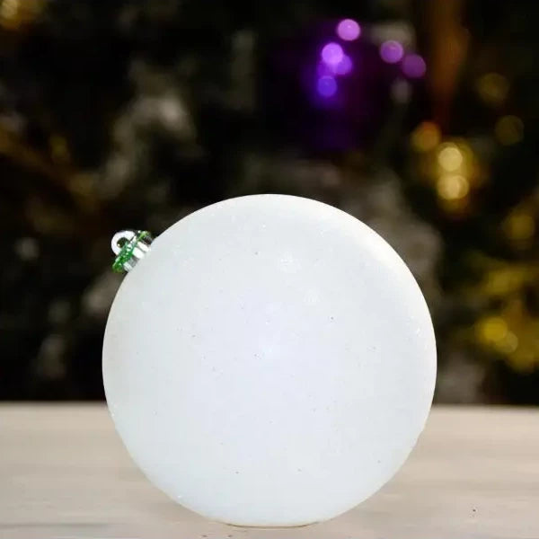 WHITE SHINY SEQUIN BALL ORNAMENTS 100MM - Ornament