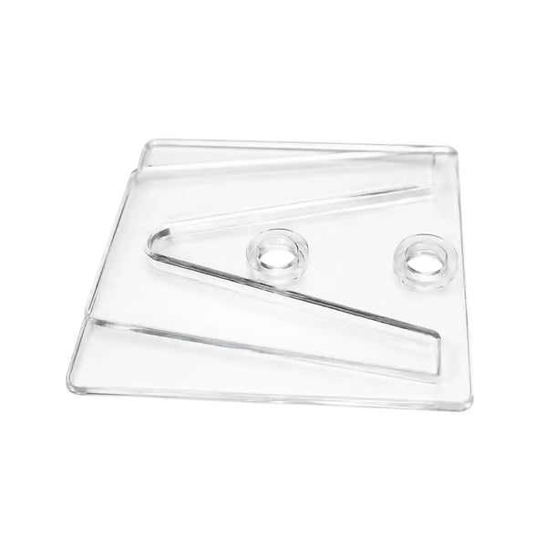 Clear C9 and C7 parapet Christmas light clip base with two mounting holes on a white background