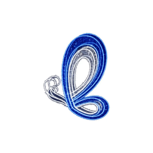 4 foot LED butterfly light sculpture in blue and white featuring illuminated wing design for outdoor spring displays