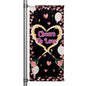 Cheers To Love Valentine pole banner with champagne bottles forming heart design