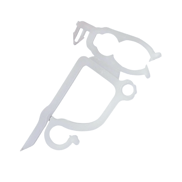 White C9/C7 all-purpose light clip with a socket holder, wire hook, and roofline mounting arm on a white background.