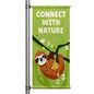 Connect With Nature green street pole banner featuring sleeping sloth on tree branch