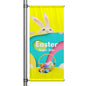 Easter Super Sale pole banner featuring cheerful bunny, colorful Easter eggs, and bright spring background