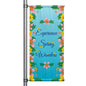 Experience Spring Wonders spring pole banner with colorful floral border and vibrant teal background