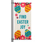 Find Easter Joy Easter pole banner with cream background, colorful patterned eggs, floral accents, and cheerful spring design