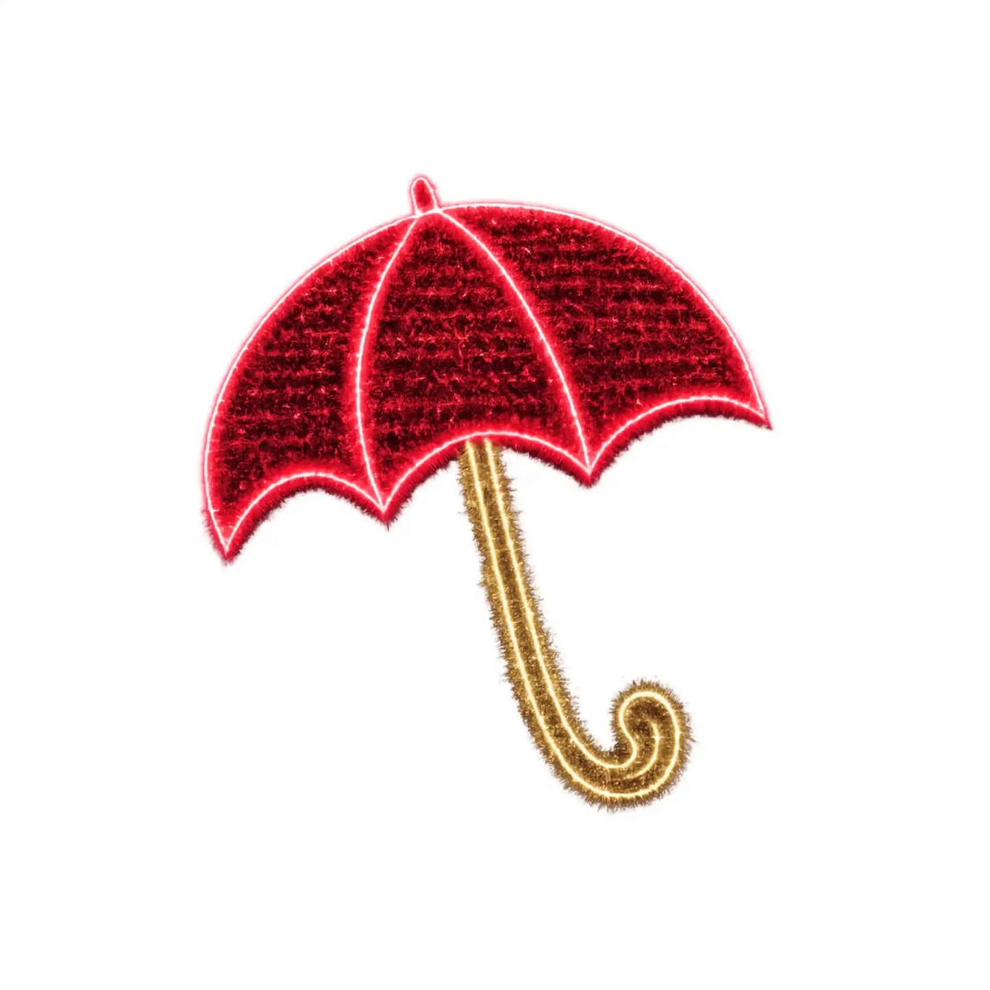 LED Easter umbrella light motif in red and gold featuring illuminated canopy and curved handle design