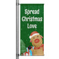 Spread Christmas Love Christmas pole banner with green background, cheerful reindeer illustration, falling snow, and festive holiday design