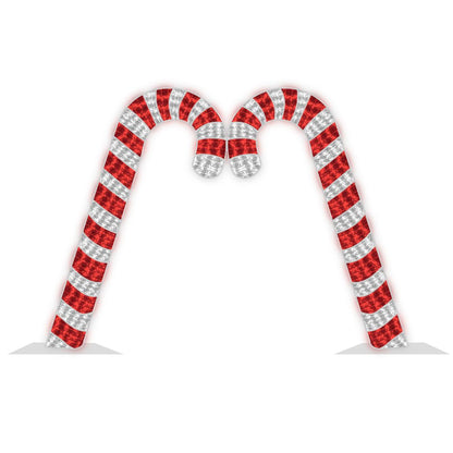 10ft-red-and-white-candy-cane-christmas-lighting-and-decor-walkthrough-arch-st-nicks-CA