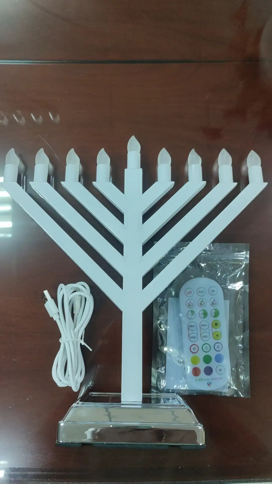 White Menorah with remote control 