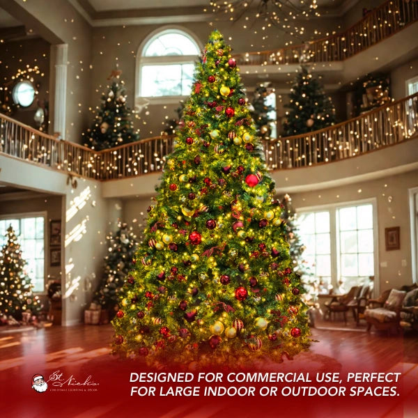 18ft-giant-artificial-tree-warm-white-twinkle-5100-with-red-burgundy-gold-ornaments