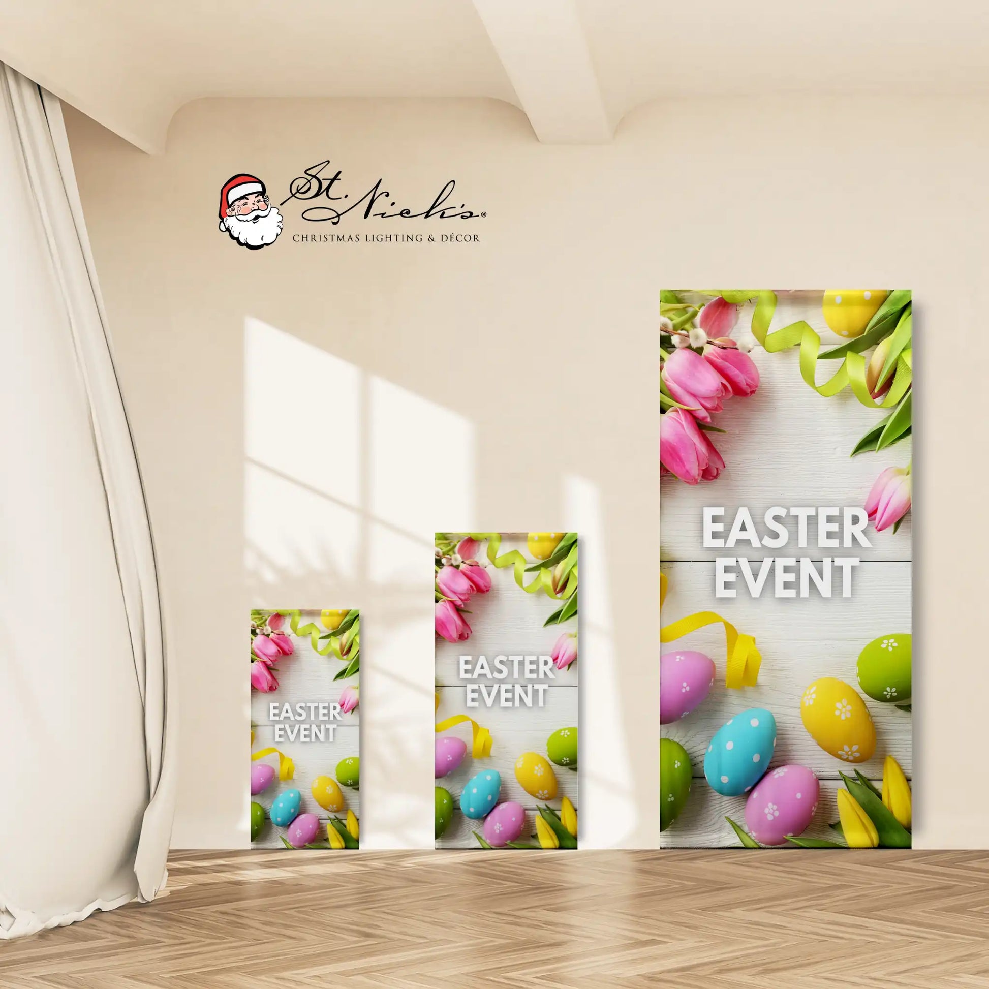 Easter Super Sale pole banner shown in multiple size options