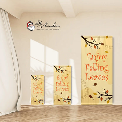 Enjoy Falling Leaves fall pole banner shown in multiple size options