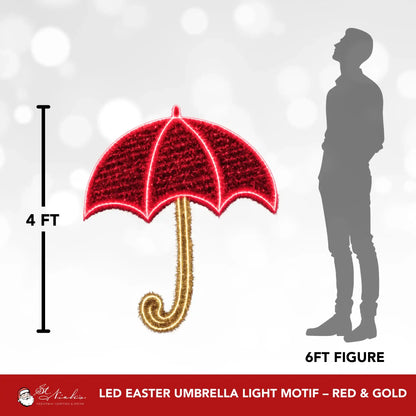 4 foot LED Easter umbrella light motif shown with size reference for scale comparison