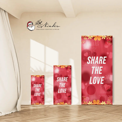 Share the Love Valentine pole banner shown in multiple size options