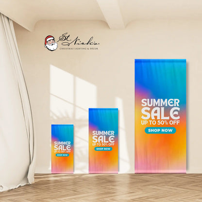 Summer Sale gradient street banner size options with professional commercial display design